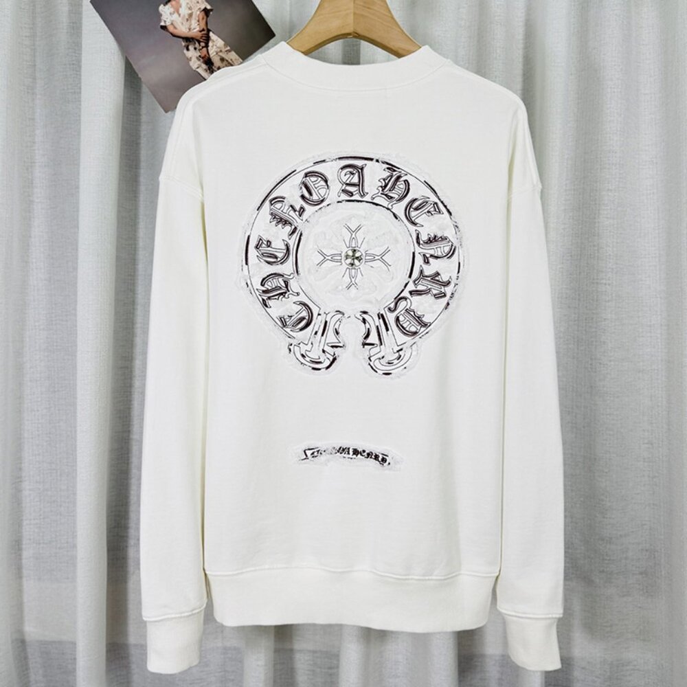 Chrome Hearts White Appliqué Long-Sleeved Sweatshirt